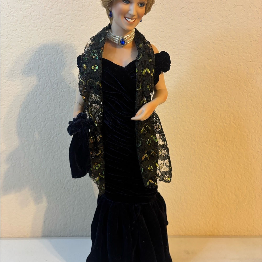 Elegant Evening Doll with Black Dress and Accessories